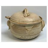(T) Studio Pottery Pot with Lid and Ladle