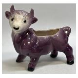 Vintage Ceramic Purple Cow Bull Planter Figurine