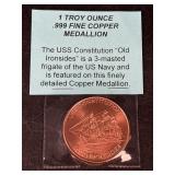 1 Troy Ounce .999 Fine Copper Medallion