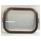 (T) Wooden Serving Tray With Handles Glass 24ï¿½ X
