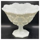 Vintage Westmoreland Milk Glass Old Quilt Pattern