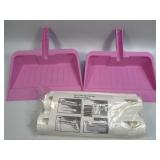 (T) 2 Dust Pans and 2 Wrap Storage Containers