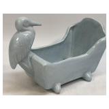 Vintage Mid Century Blue Stork Heron Planter