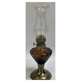 Vintage Amber Glass Miniature Oil Lamp Clear