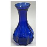 Vintage Indiana Glass Beaded Cobalt Blue Glass