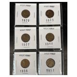 6 Wheat Head Pennies As Pictured
