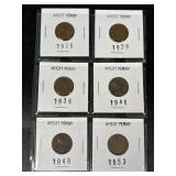 6 Wheat Pennies As Pictured