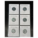 6 Steel War Pennies As Pictured