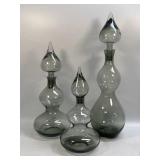 Vintage Smoked Glass Decanter, Liquor Decanter,