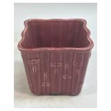 Shawnee Pottery Red Glazed Bamboo Square Vase