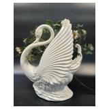 Vintage MCM White Swan TV Lamp Planter Maddux of