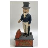 Vintage Cast Iron Uncle Sam Mechanical Coin Bank