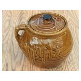 McCoy Bean Pot/Cookie Jar "Pea Pod" Pottery Brown