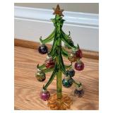 9" Pier 1 Imports Blown Glass Christmas Tree w/