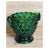 Anchor Hocking Forest Green Bubble Creamer 3 1/2"