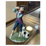 Vintage Chalkware Italy Boy with Dog 5"