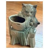 7" Vintage McCoy Kittens & Laundry Basket Planter