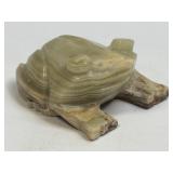 (B) Vintage Onyx Frog Figurine, Hand Carved Green