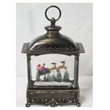 12" Melrose Santa & Reindeer Lantern Snowglobe