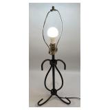 (E) Rustic Wrought Iron Black Table Lamp Working
