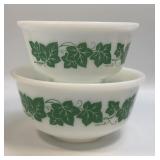 (A) Vintage Hazel Atlas Green Ivy Milk Glass