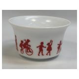 (A) Vintage Hazel Atlas Bowl Red Kids Playing