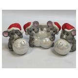 (B) Vintage Christmas Mouse Salt And Pepper