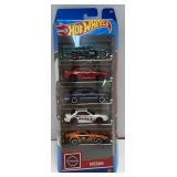 (B) 5 Hot Wheels Cars as Shown NIB Nissan