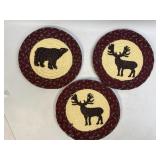 (A) 3pc Braided Jute Forest Decor Table Protectors