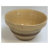 (A) Vintage Yellow Glazed Brown Stripe Stoneware