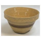 (A) Vintage Yellow Glazed Brown Stripe Stoneware