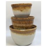 (A) Nelson McCoy Graystone Mixing Bowls 3 Pc Set