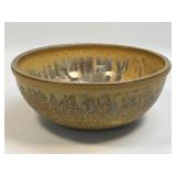 (A) Decorative Yellow Glazed Ceramic Bowl with