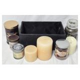 Canvas Basket w/ Assorted Candles