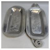 (A) Vintage Aluminum Trays With Intricate Floral