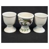 (B) Vintage Ceramic Egg Cups Set of 3 -One is a