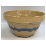 (B) Vintage Yellow Ware Blue Striped Mixing Bowl,
