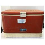 (E) Vintage Thermos Metal/Plastic Red Cooler as