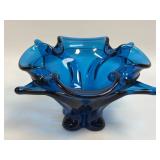 (A) Viking Art Glass Blue BLUENIQUE Flower Floral