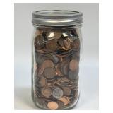 (A) Quart Jar Of Pennies