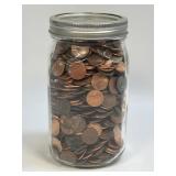(A) Quart Jar Of Pennies