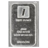 Kitco 1 Troy Oz,.9999 Fine Silver Bar