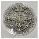 Believed to Be 2 oz Silver Aztec Sun Stone