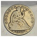 1855-O Liberty Seated Half Dollar 90% Silver