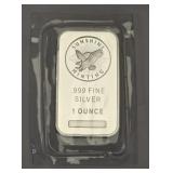 Sunshine Minting 1 Troy Oz .999 Fine Silver Bar