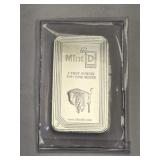 Mint ID 5 Troy Oz .999 Fine Silver Bar