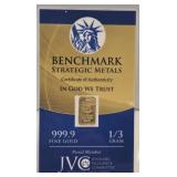 1/3 gram .999 Gold Bar Benchmark Strategic Metals