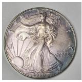 Toned 2000 1oz  Silver American Eagle. .999 Fine