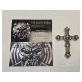 MK Barz 2 Oz Spiked Skull Cross .999 Silver