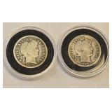 1916 & 1907 Barber Dimes 90% Silver
